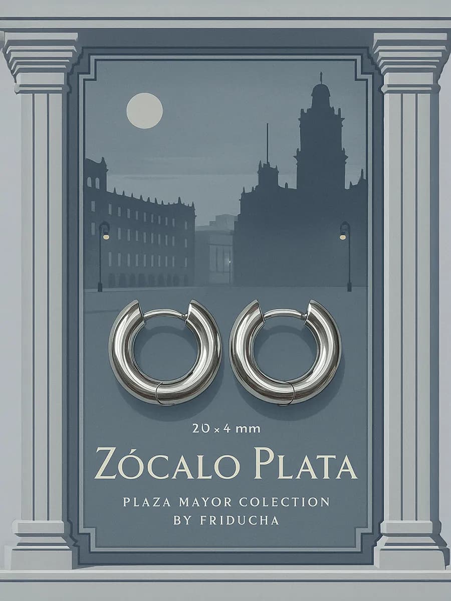 Серьги-конго Zócalo Plata 20 мм, родий