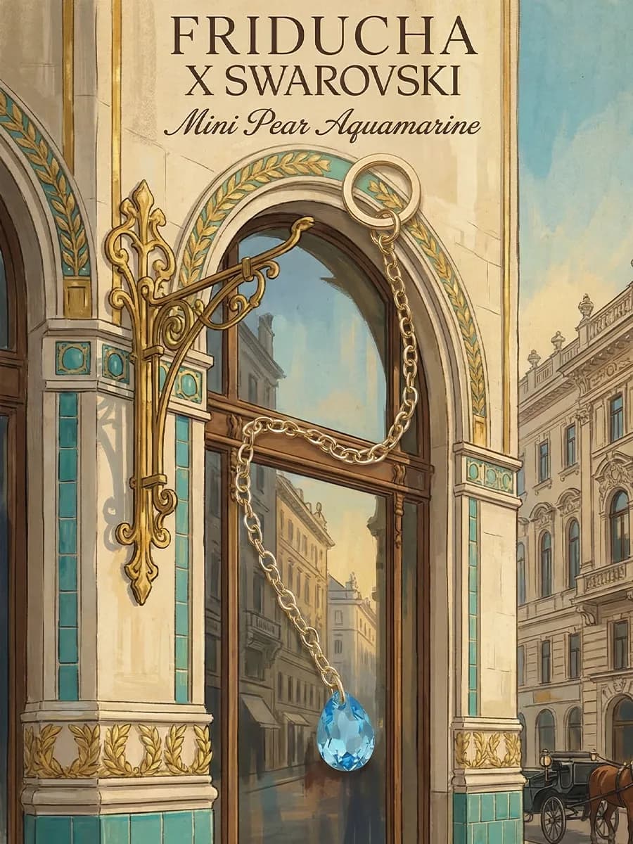 Подвеска Swarovski Mini Pear Aquamarine, золотистая