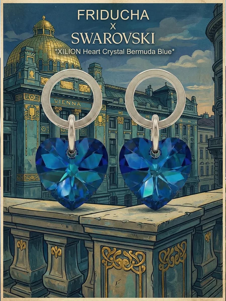 Подвески Atlântico Frio, сердца Swarovski, родий, 2 шт