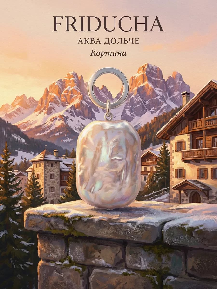 Подвеска «Кортина», жемчуг 15×20, родий