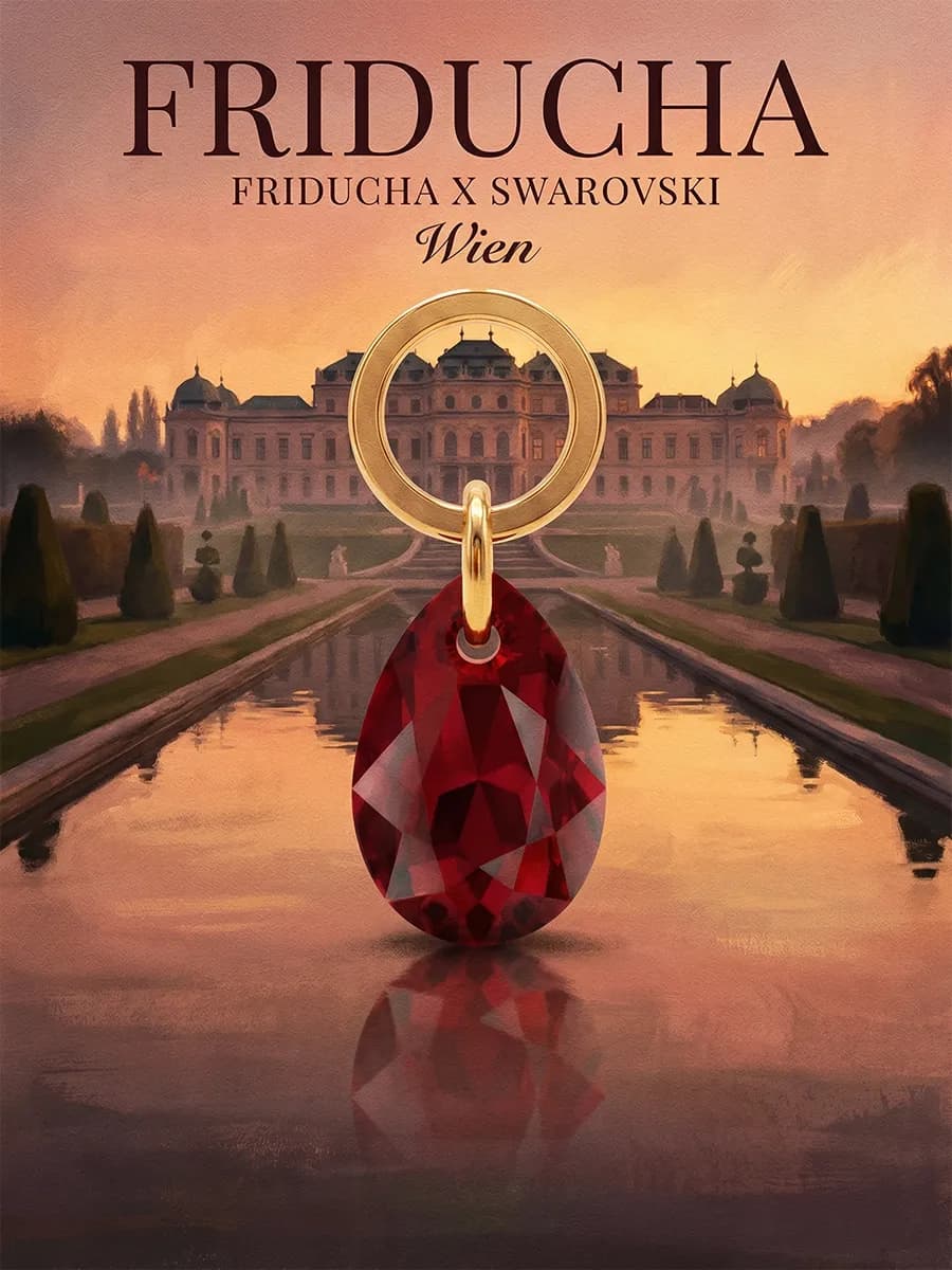 Подвеска Swarovski Pear Cut Siam, красная, позолота