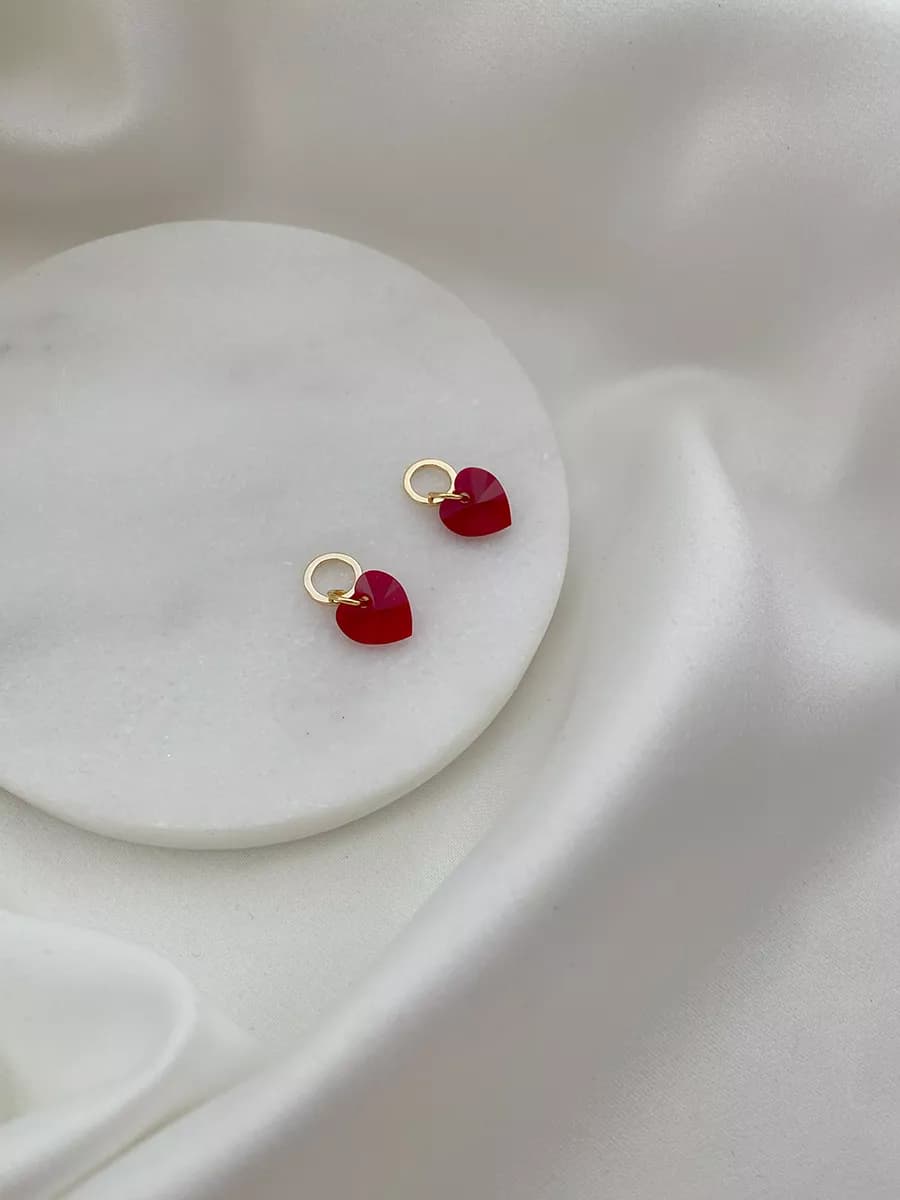 Подвески Swarovski Heart, алые кристаллы, 2 шт