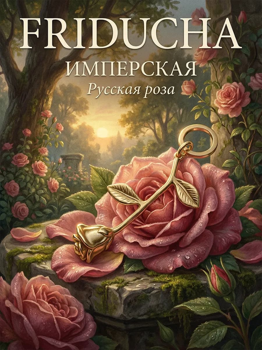 Подвеска «Русская роза 2», золотистая, позолота