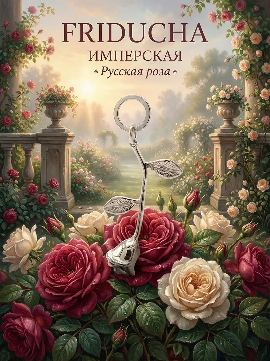 Подвеска «Русская роза», серебристая, родий
