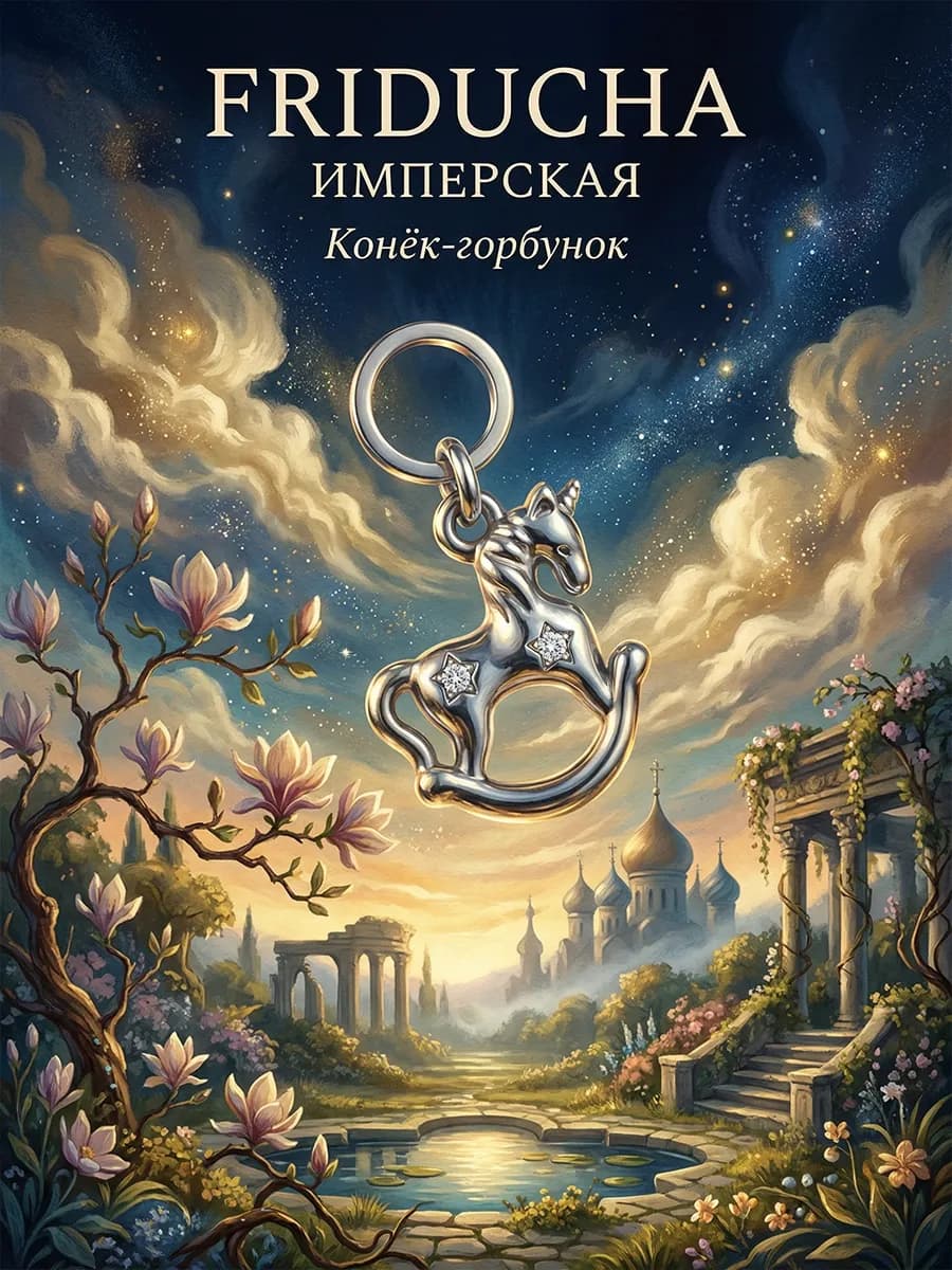 Подвеска «Конёк-Горбунок», лошадка, родий