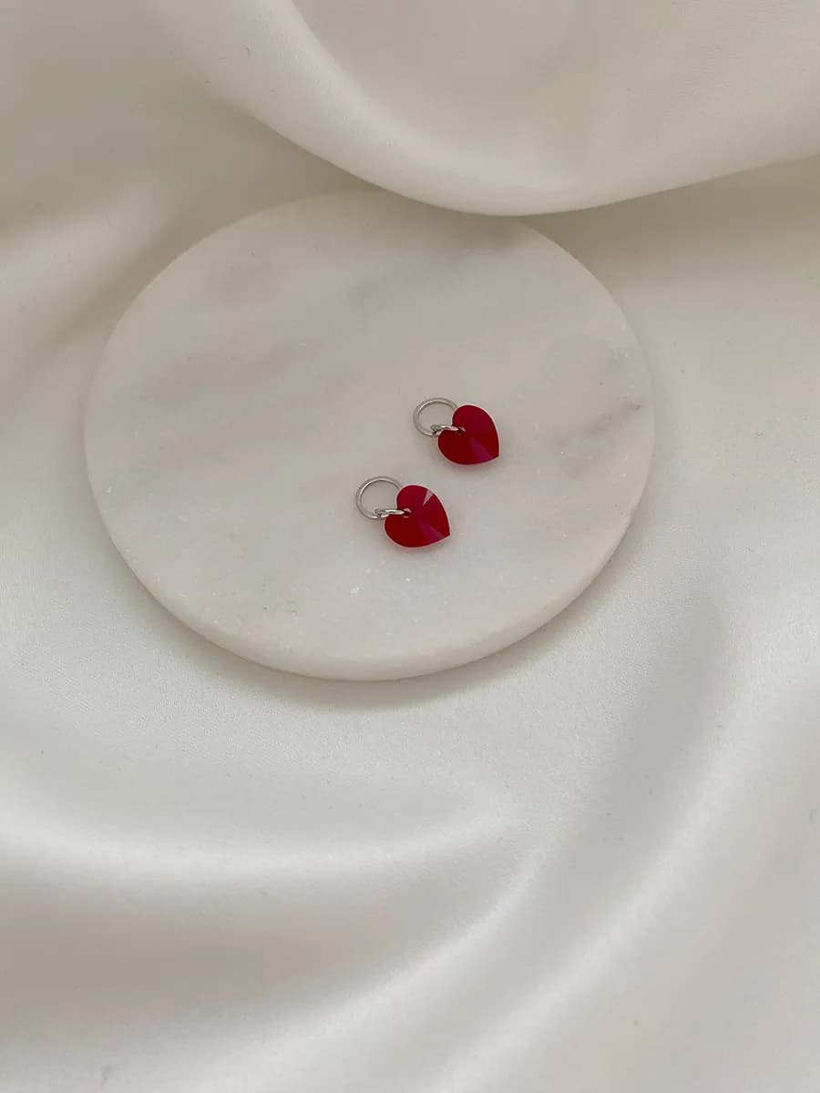 Подвеска Swarovski с жемчугом, алая, серебристая