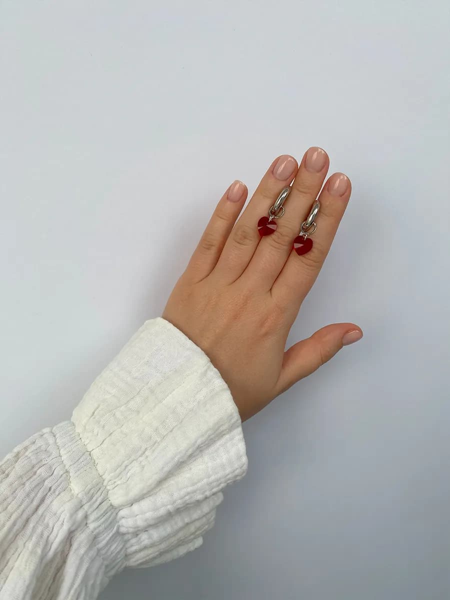 Подвеска Swarovski с жемчугом, алая, серебристая