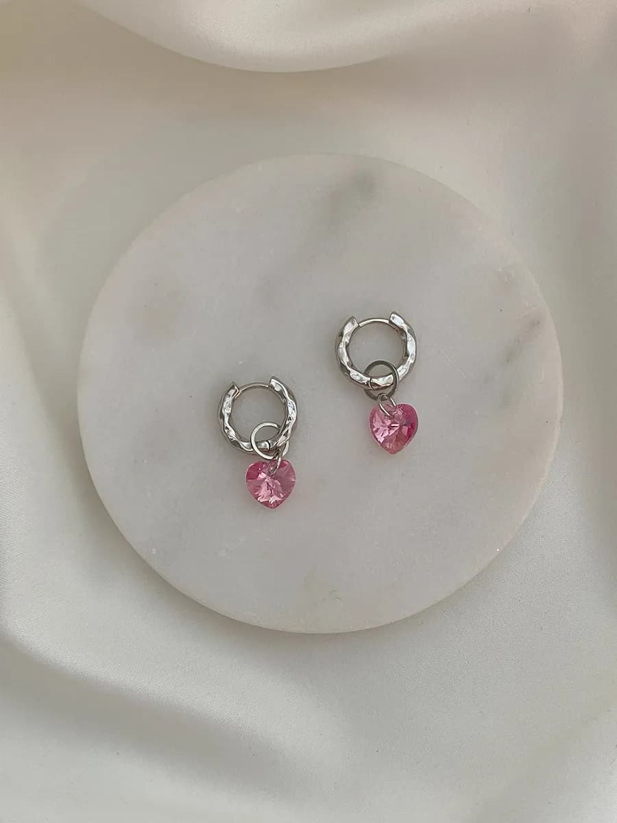 Подвеска Alba Swarovski, розовый кристалл, родий
