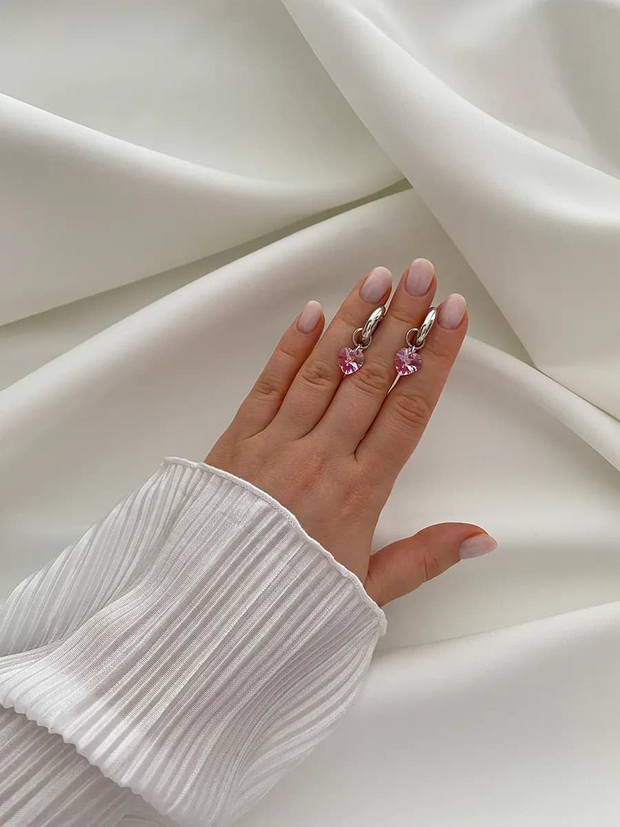 Подвеска Alba Swarovski, розовый кристалл, родий