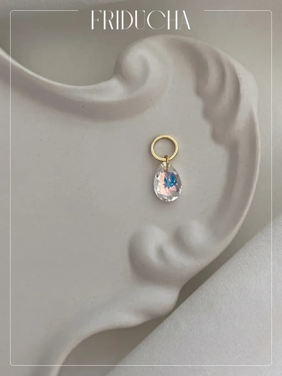 Подвески Pear Cut Crystal AB Swarovski, позолота, 2 шт