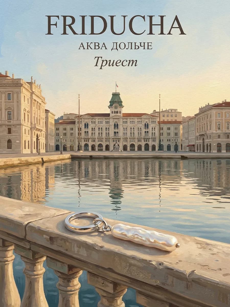 Подвеска «Триест», палочка с жемчужиной, родий