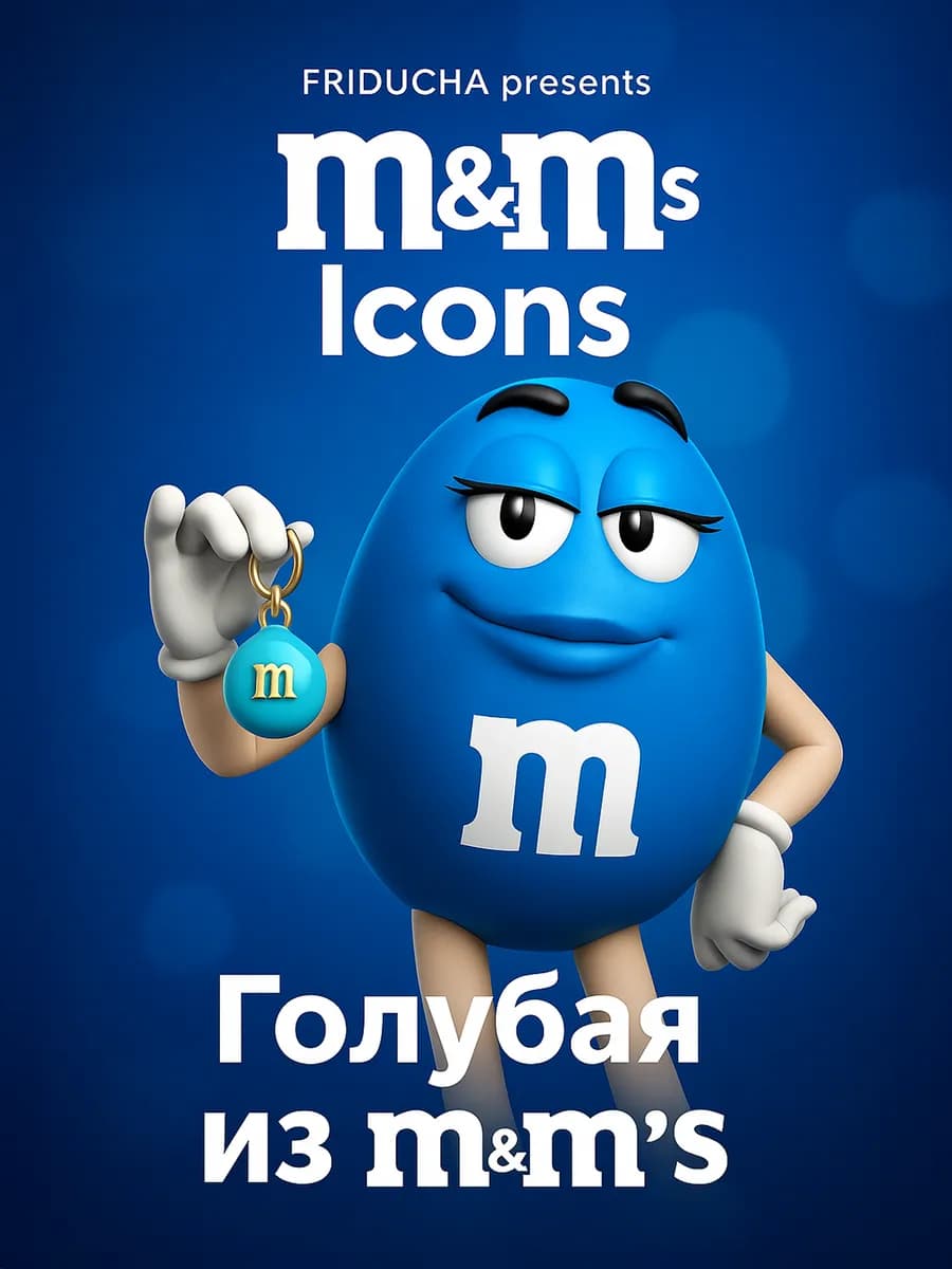 Подвеска M&M’s, голубая эмаль, позолота
