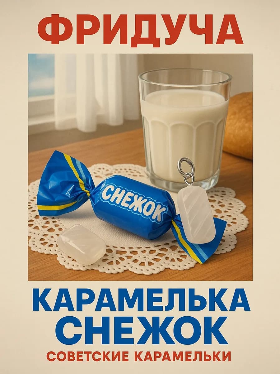 Подвеска-карамелька «Снежок», белая, родий