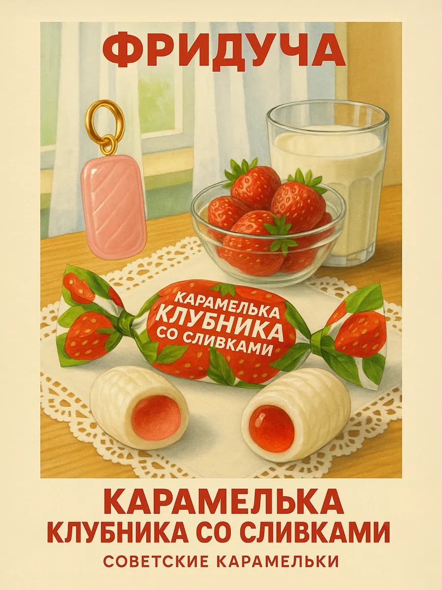 Подвеска «Клубника со сливками», розовая