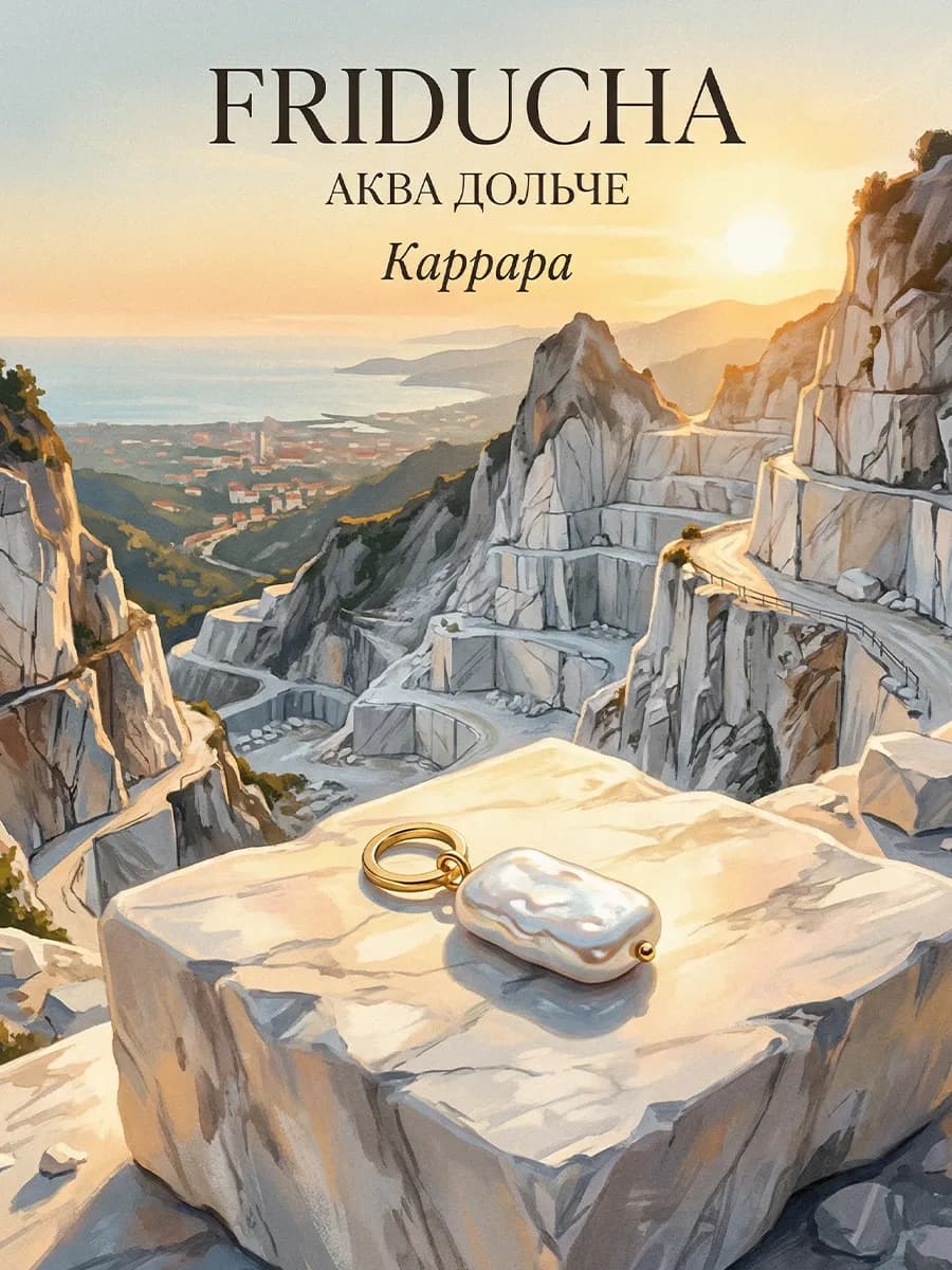 Подвеска «Каррара», жемчуг 10×17, позолота