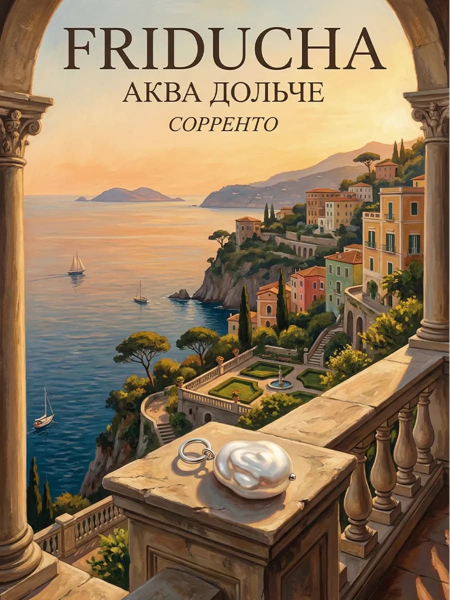 Подвеска «Сорренто» с жемчугом, родий