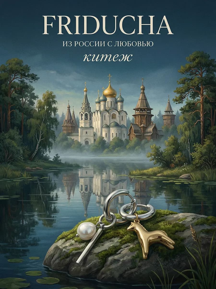 Серьги-конго «Китеж» со съёмными подвесками, биколор