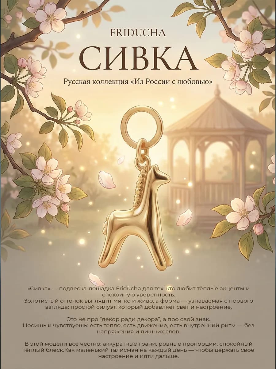 Подвеска «Сивка 2», лошадка, родий