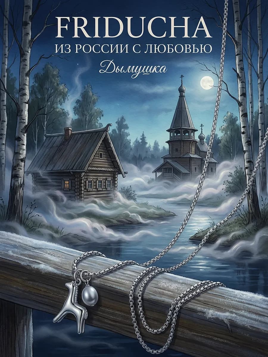 Комплект «Дымушка», лошадка и серый жемчуг, родий