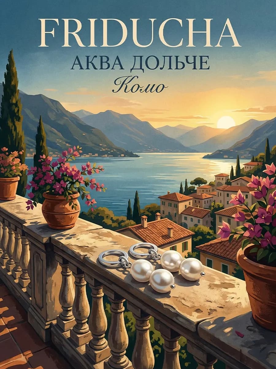 Подвески «Комо» с жемчугом, родий, 2 шт