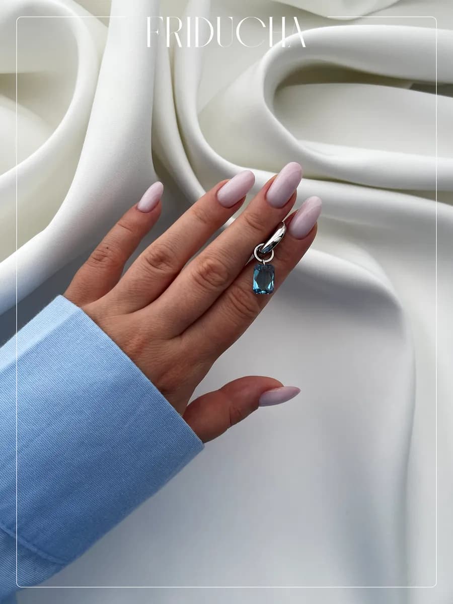 Подвеска Emerald Cut Aquamarine Swarovski, родий