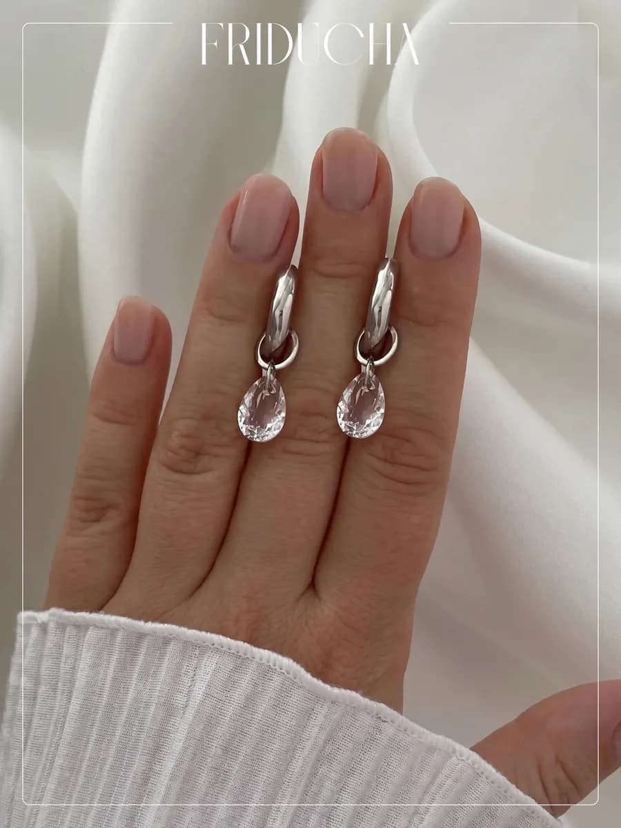 Подвески Swarovski Pear Cut Crystal, родий, 2 шт