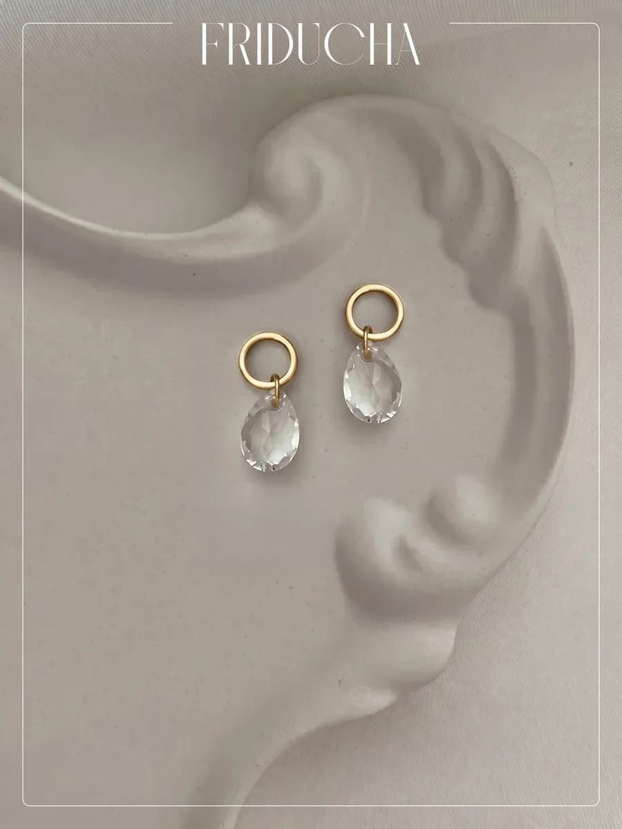 Подвески Swarovski Pear Cut Crystal, позолота, 2 шт