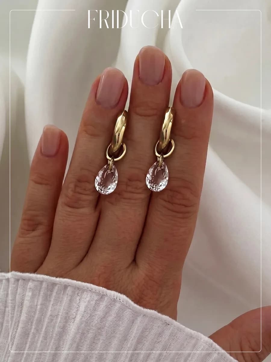 Подвески Swarovski Pear Cut Crystal, позолота, 2 шт