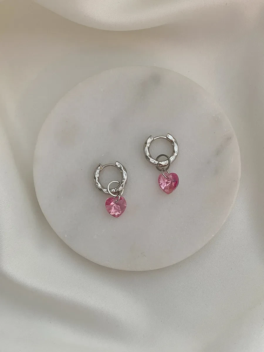 Подвеска Alba Swarovski, розовый кристалл, родий