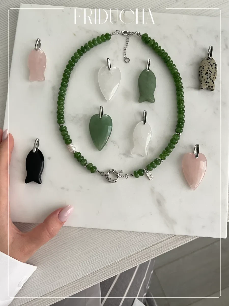 Подвеска-сердце, зелёная, родий
