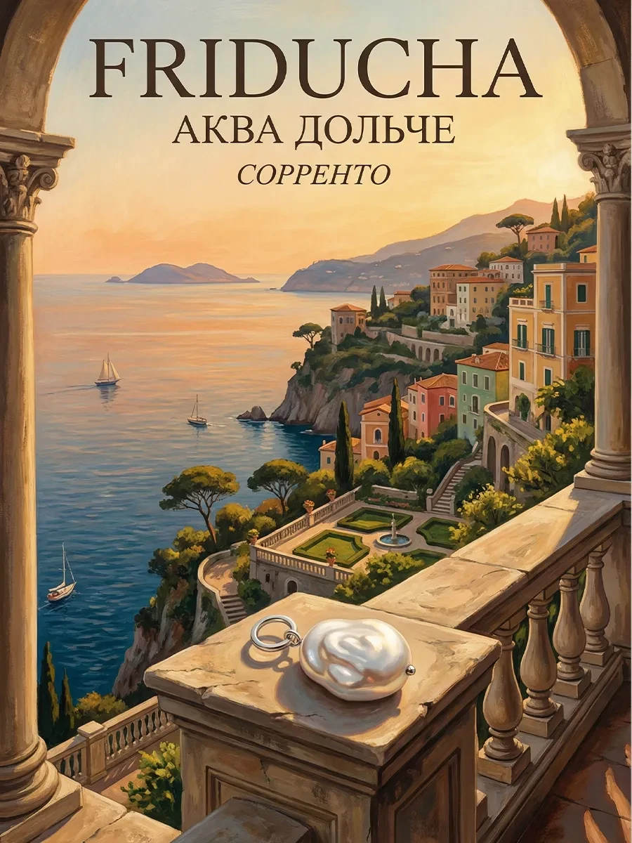 Подвеска «Сорренто» с жемчугом, родий