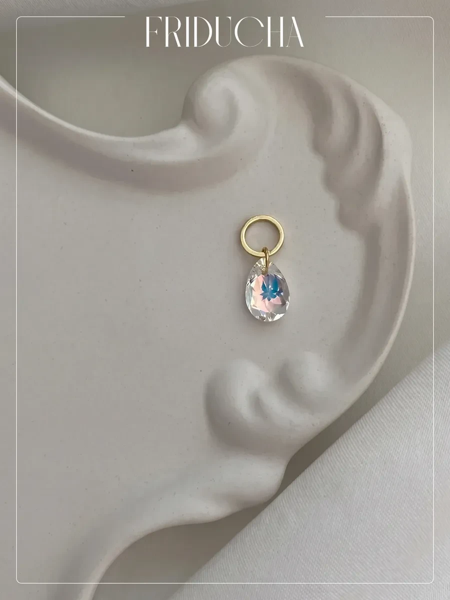 Подвески Pear Cut Crystal AB Swarovski, позолота, 1 шт