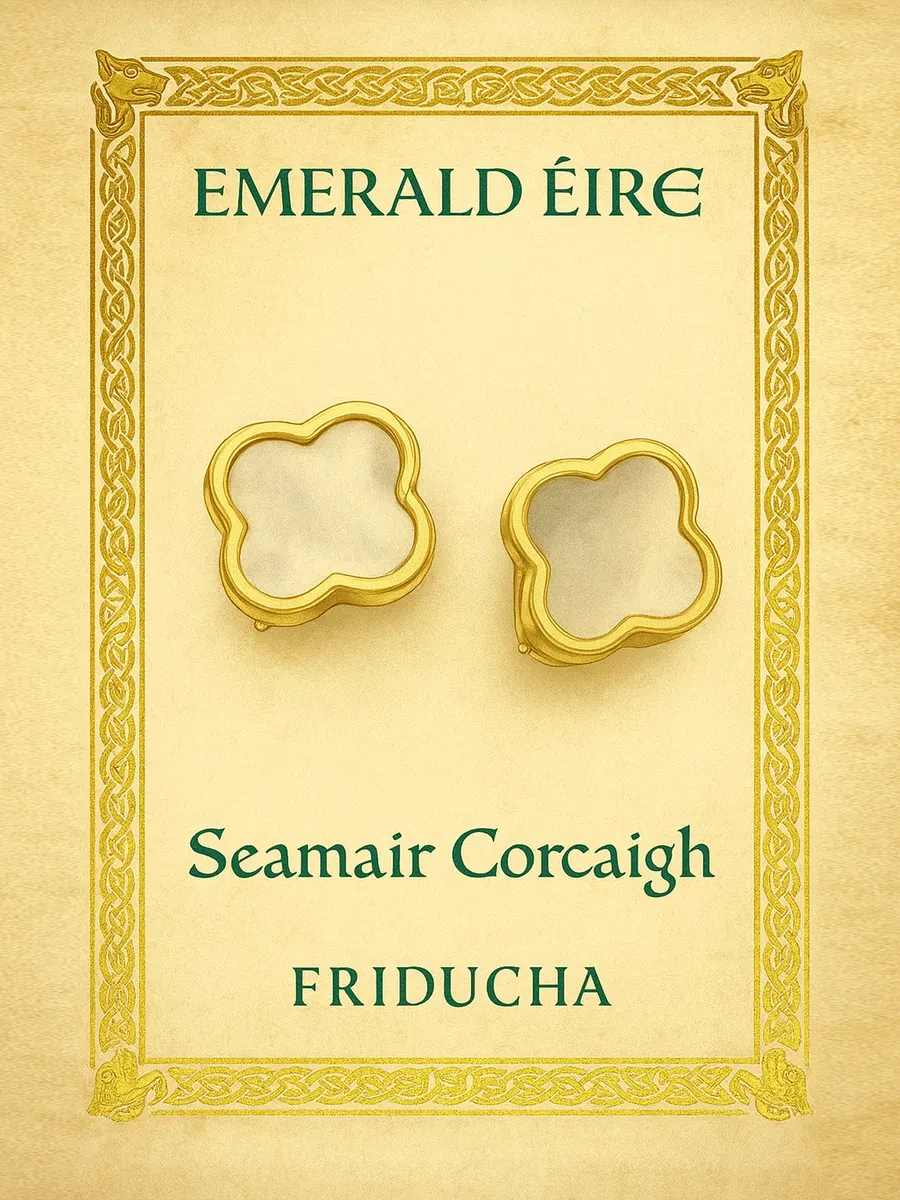 Серьги «Клевер Corcaigh» с перламутром, позолота