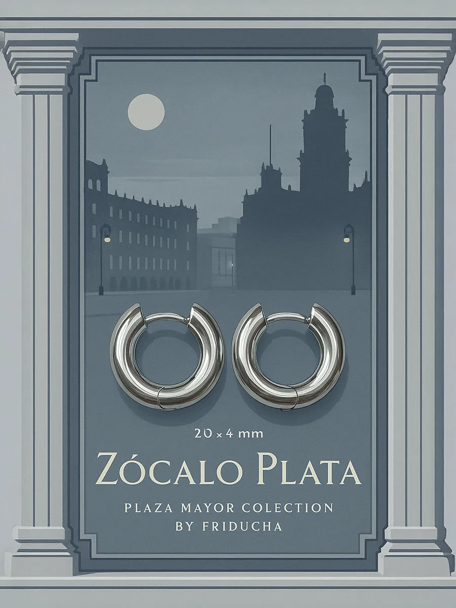 Серьги-конго Zócalo Plata 20 мм, родий