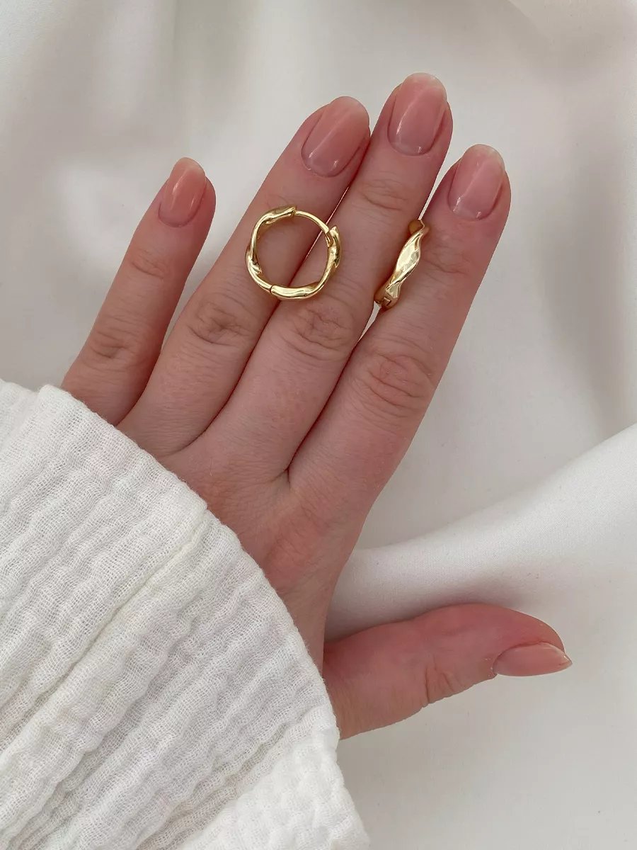 Серьги конго кольца, бижутерия, 1 пара, золотистые, фото 2