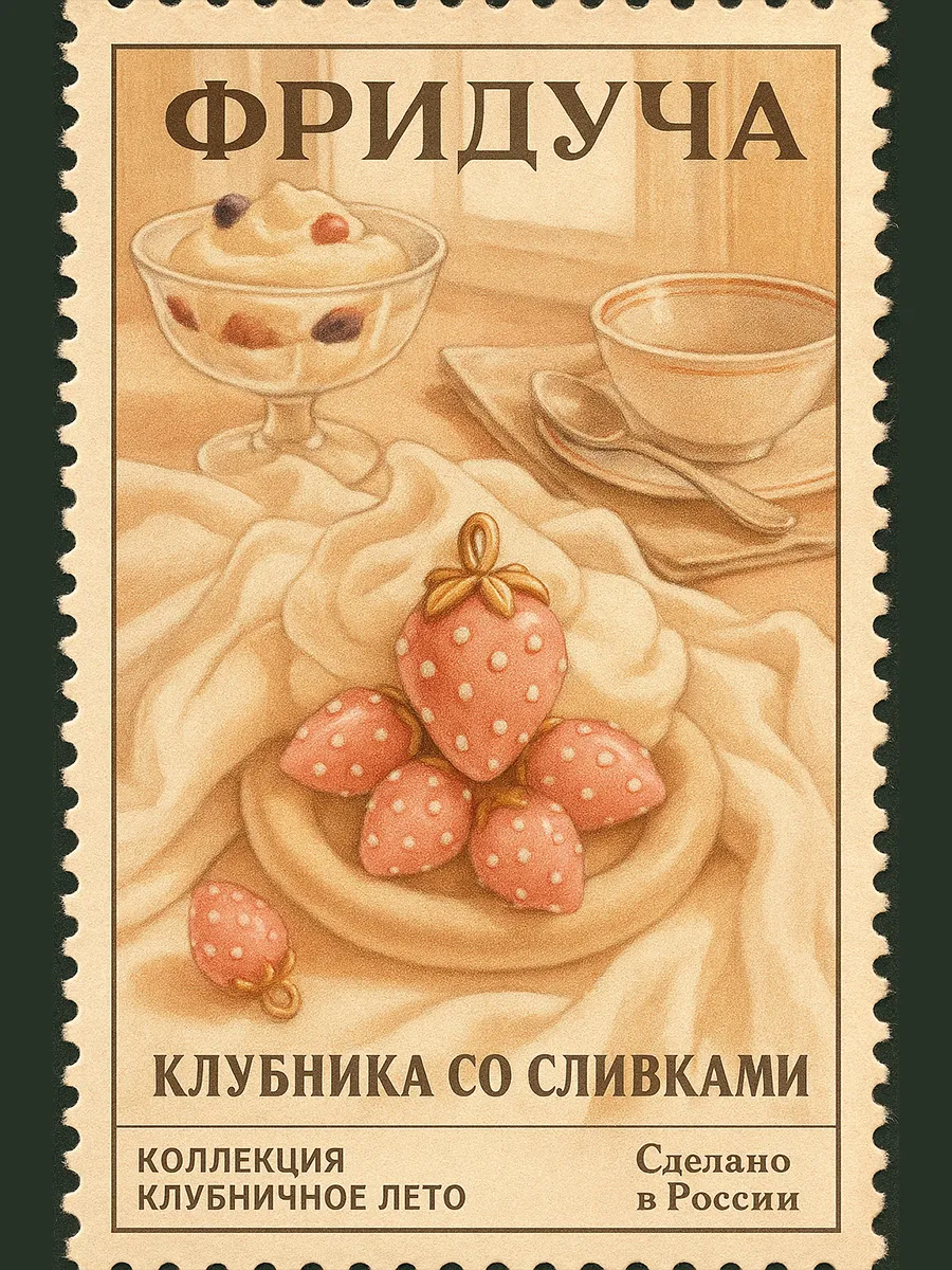 Подвеска кулон на шею Клубника со сливками бижутерия, фото 15